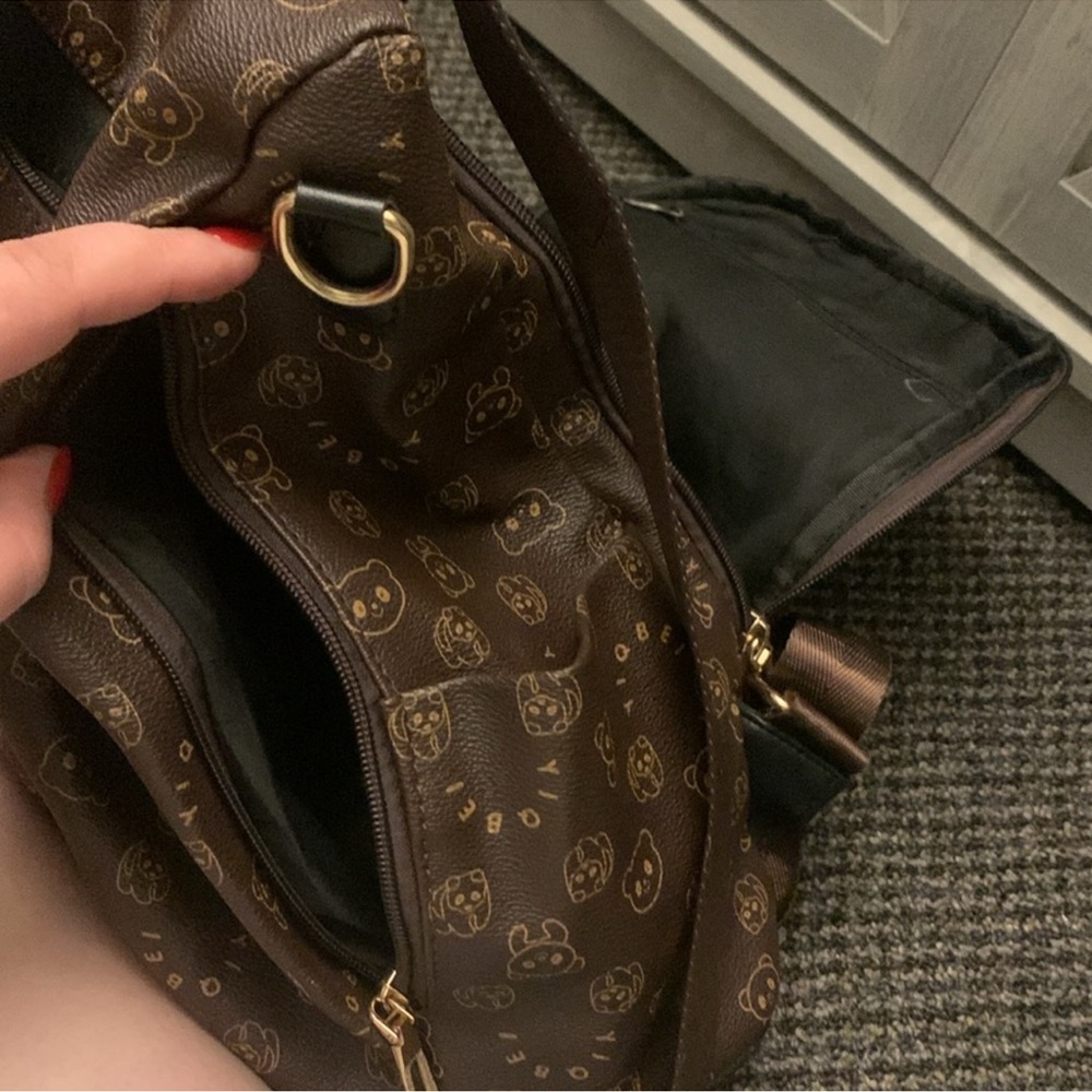 Brown Patterned Women's Backpack - image 3